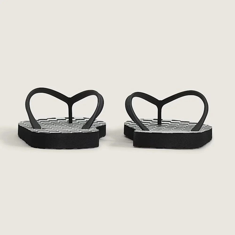 Vans Makena Checkerboard Black Marshmallow UltraCush Flip Flops Mens Size 10